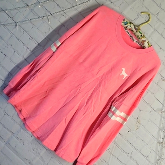 2013 Victoria's Secret PINK Oversized Logo Spellout Long Sleeve Tee Womens Sz M - Picture 6 of 16